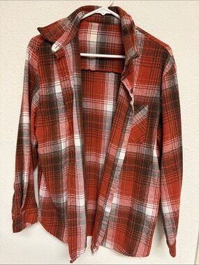 Women’s Red Plaid Flannel Shirt - Classic Casual Button-Up
